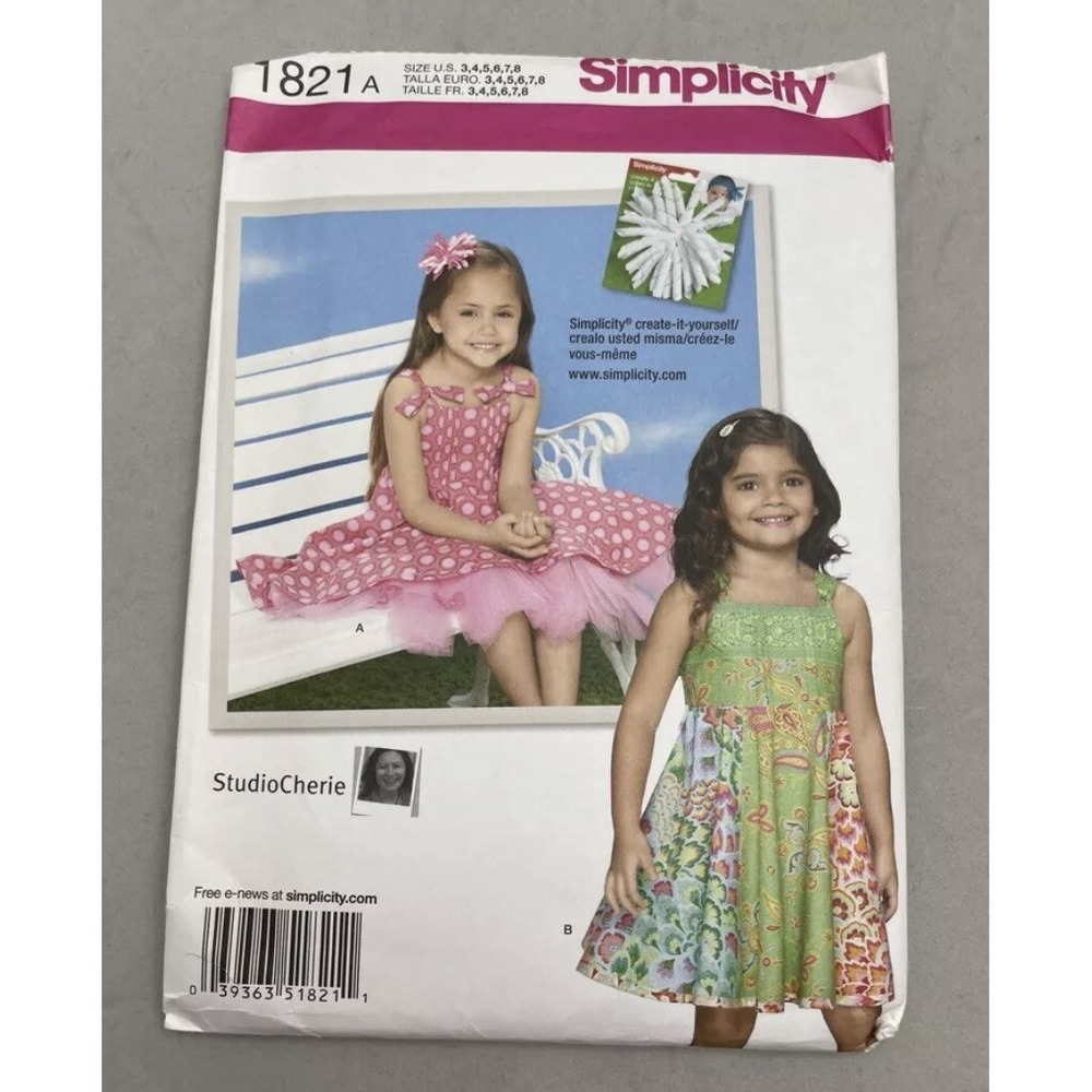 Simplicity 1821 Sewing Pattern Girls Dress Underskirt Size 3-8 StudioCherie